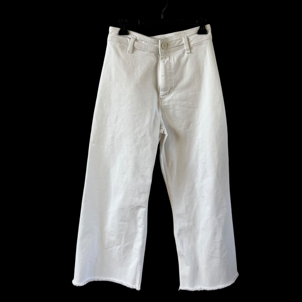 Zara High-Waist Straight Pocket Wide Leg Jeans in White | Size 6